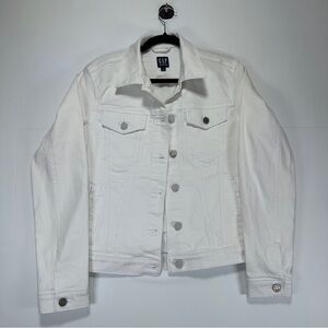 GAP White Denim Jacket Cropped Stretch Cotton Classic Trucker Size S NWOT